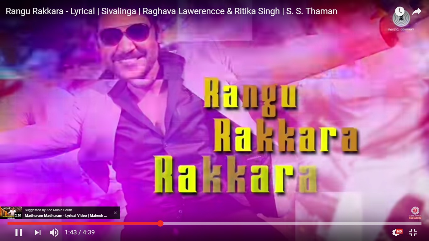Rangu Rakkara – Lyrical  “Sivalinga” Raghava Lawerencce & Ritika Singh