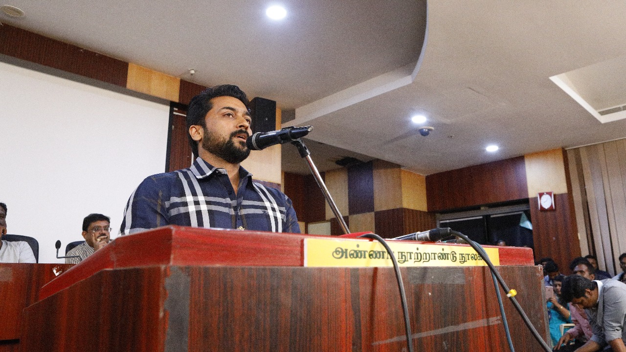 நூலகம் இல்லாத இடத்தில் கூட டாஸ்மாக் கடை உள்ளது – சூர்யா பரபரப்பு பேச்சு