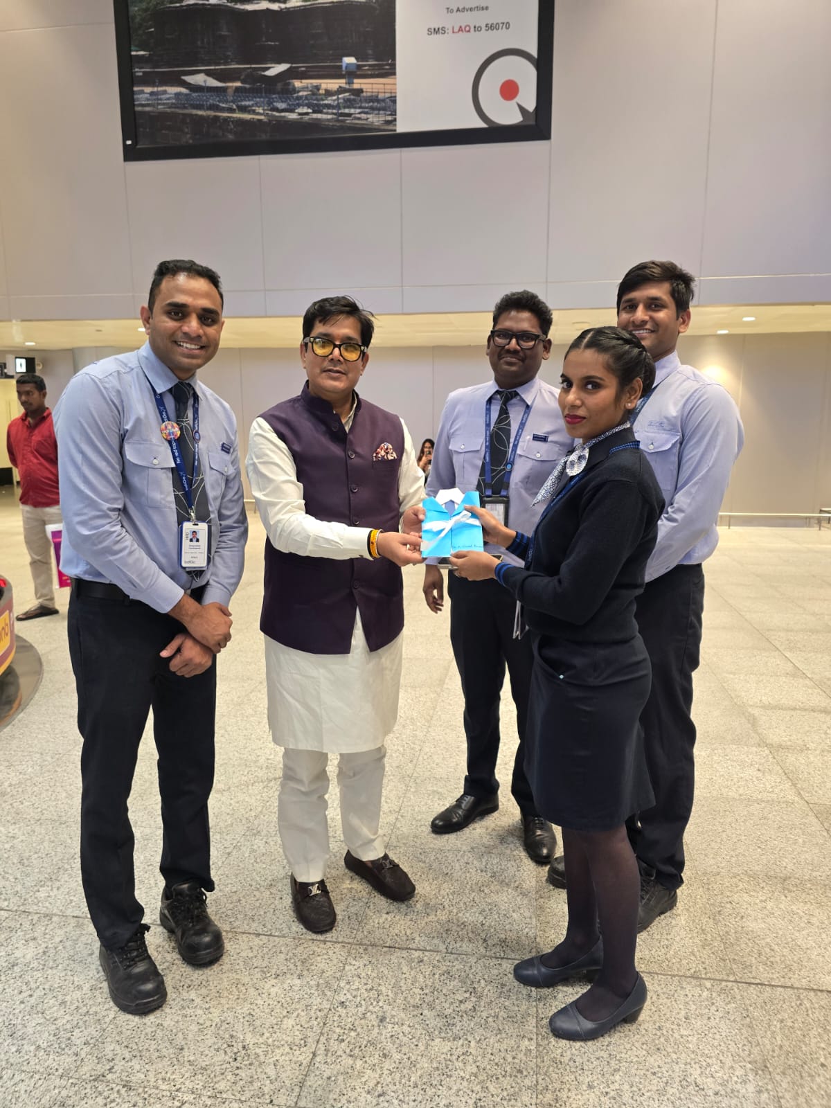 Acharya Vinod Kumar Receives Warm Welcome from IndiGo Airlines at Hyderabad Airport