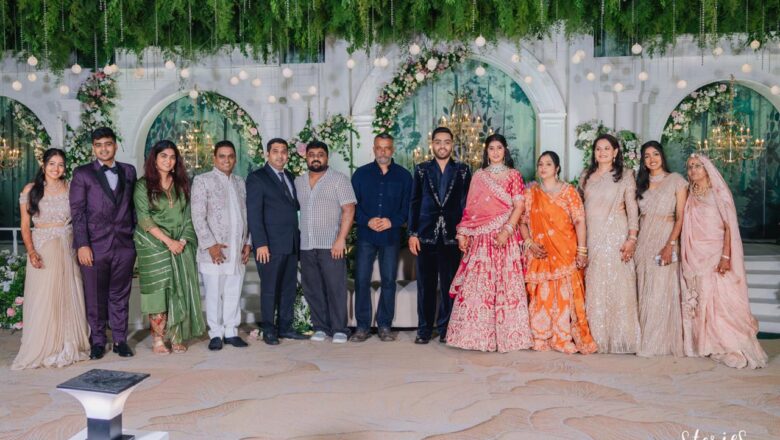 ஹர்ஷ் மற்றும் சந்தனா தம்பதியினரின் திருமண வரவேற்பு நிகழ்வை கோலாகலமாக நடத்திய லால்வானி குடும்பம்!